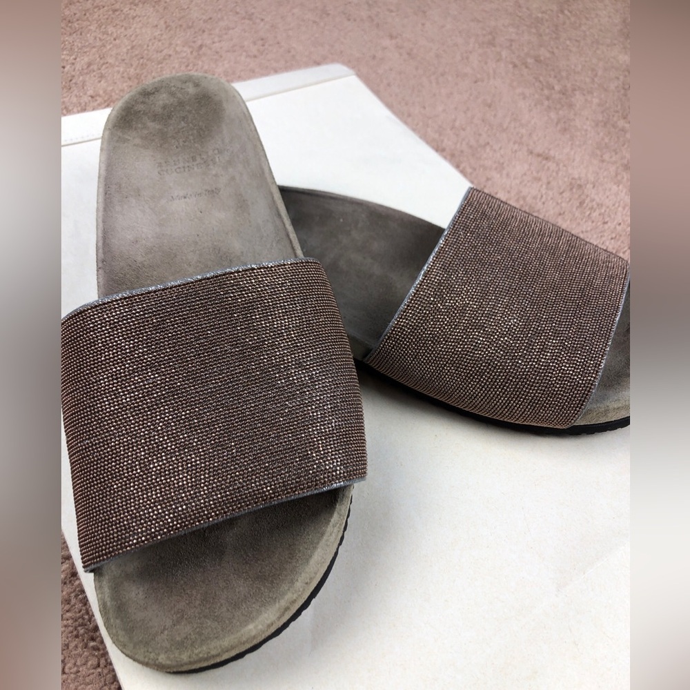 Brunello Cucinelli Monili Slide Women Sandal Size EU 40 U.S 10